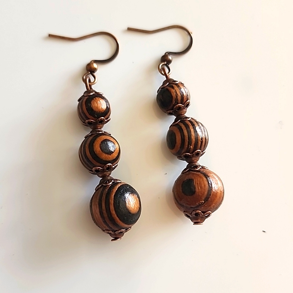 Boho Tribal Beaded Tiger Stripe Earrings